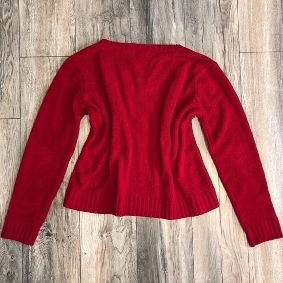 Basic Editions Red Cozy Cable Knit Chunky Oversized Sweater Size Large - Picture 6 of 8